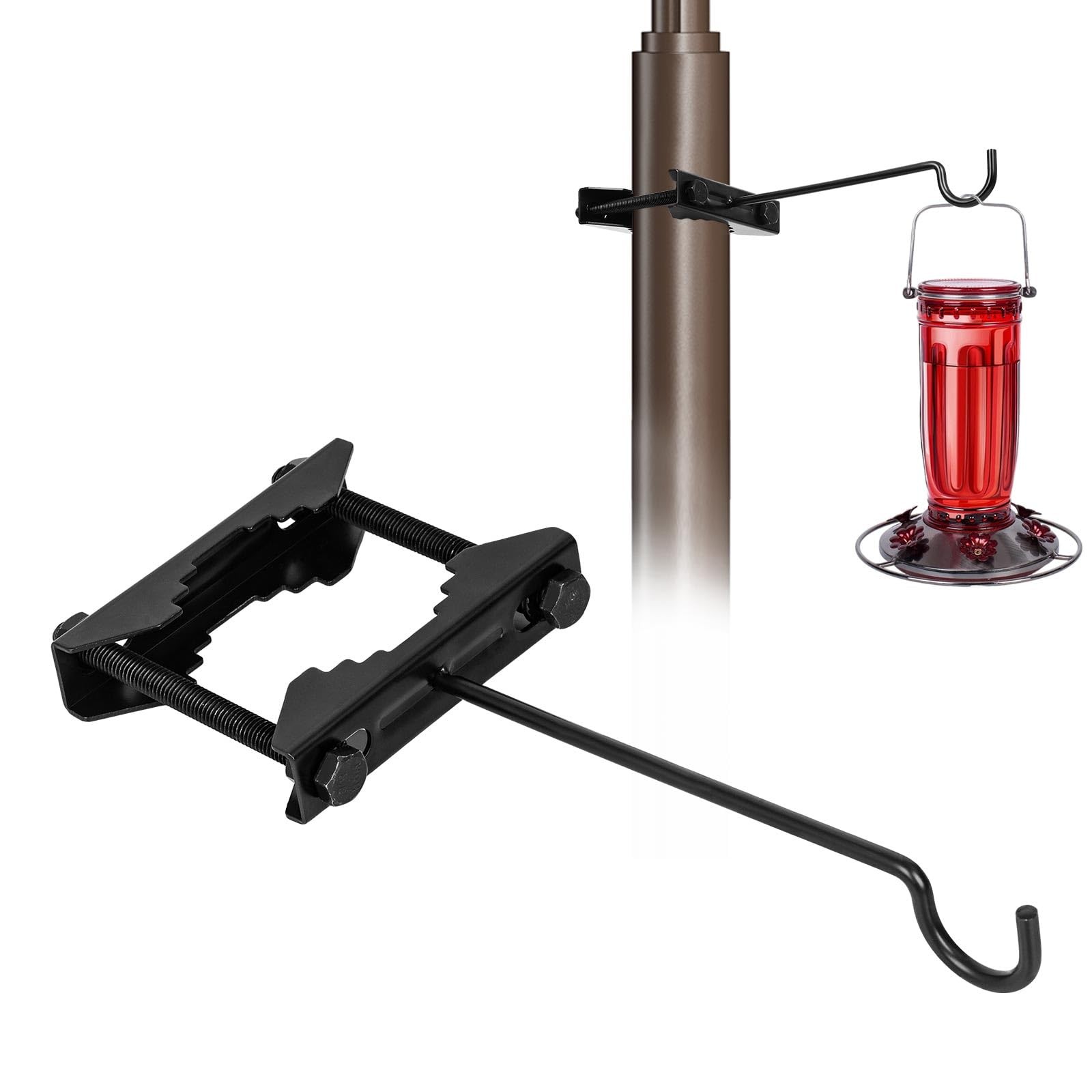 Hanger Hook For 0.9-2.7" Pole, Iron Clamp-on Deck Black