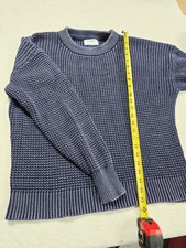 Old Navy Women's Blue Waffle Knit Sweater Size XL 100 Cotton Boxy Oversized Fit