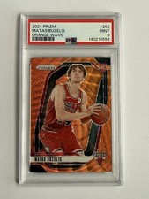 MATAS BUZELIS PSA 9 2024-25 PANINI PRIZM #252 ROOKIE ORANGE WAVE RC 17/60