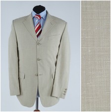 Mens White Linen Blazer 42R UK Size EASYWEAR Check Sport Coat Summer Jacket