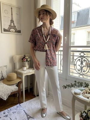 Vintage Cacharel Paris Floral Button Up Shirt 100% Cotton Liberty Style