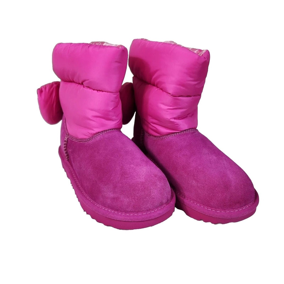 Ugg Kids Bailey Bow Maxi Wavelength Boots Pink NWOB Size 5 