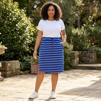 Women's Plus Size Stripe Self-Tie Tulip Hem Skirt 1X 2X 3X