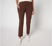 Denim  Co. Active Duo Stretch Slim Straight Ankle Pant Coffee Petite XS A690972