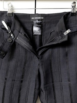Ann Demeulemeester black striped cropped jacquard pants, FR36, XS