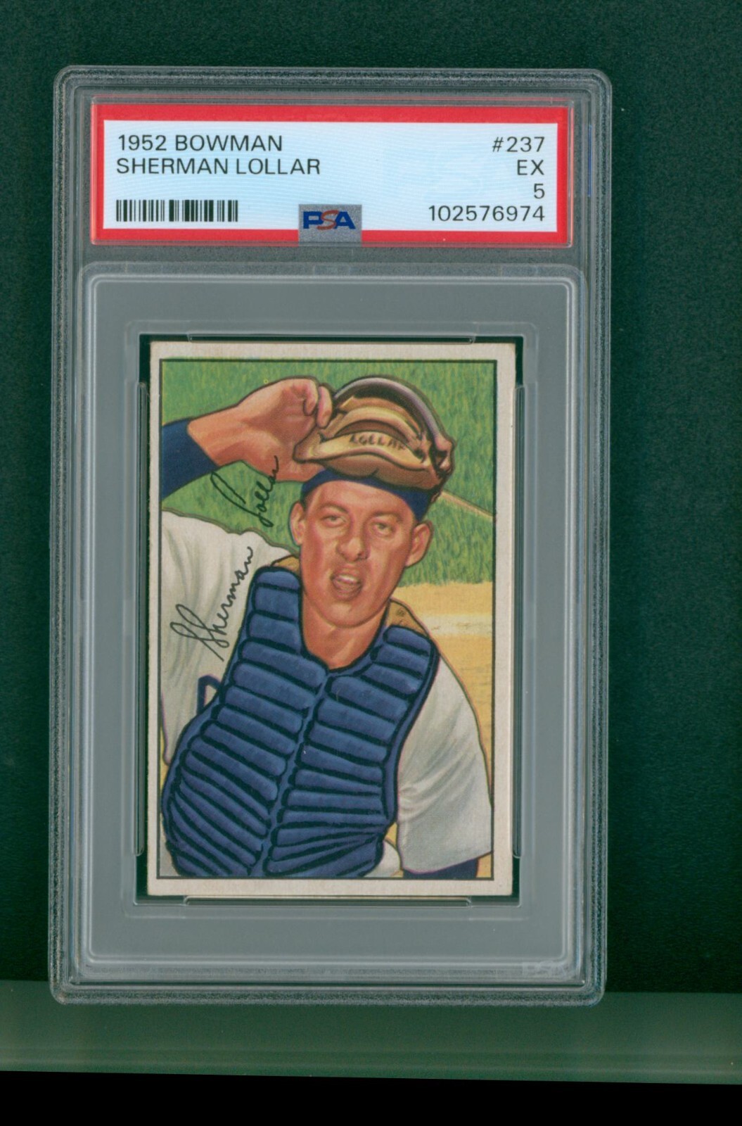 1952 Bowman Baseball Card - #237 Sherm Lollar High Number, PSA 5 EX