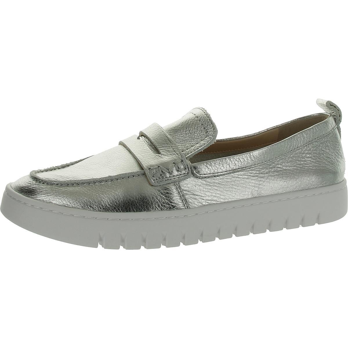 Vionic Womens Uptown Silver Leather Loafers Shoes 10 Medium (B,M) BHFO 5047