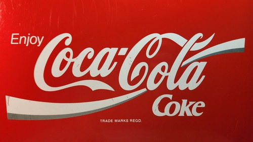 VTG Enjoy COCA-COLA & COKE Double Wave Trade Mark REGD Enamel Sign 16x16” RARE - Picture 12 of 18
