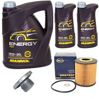 MotoröL Set Mannol Energy 5W-30 7 Liter + ÖLfilter + Schraube FüR BMW 3Er 5Er X5