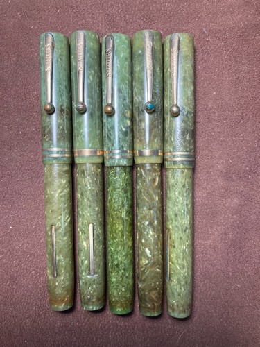 SHEAFFER SENIOR FLAT TOP FOUNTAIN PENS IN JADE GREEN GREAT COLOR & PRICE!