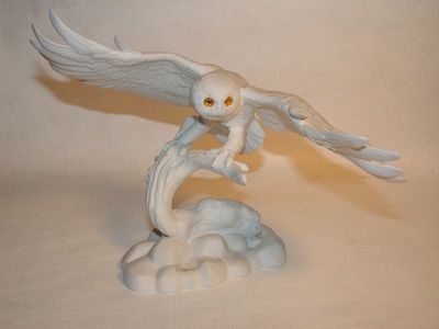Vint Jonathan Bronson Schneeeule Franklin porcelain Bisquitporzellan Eulenfigur