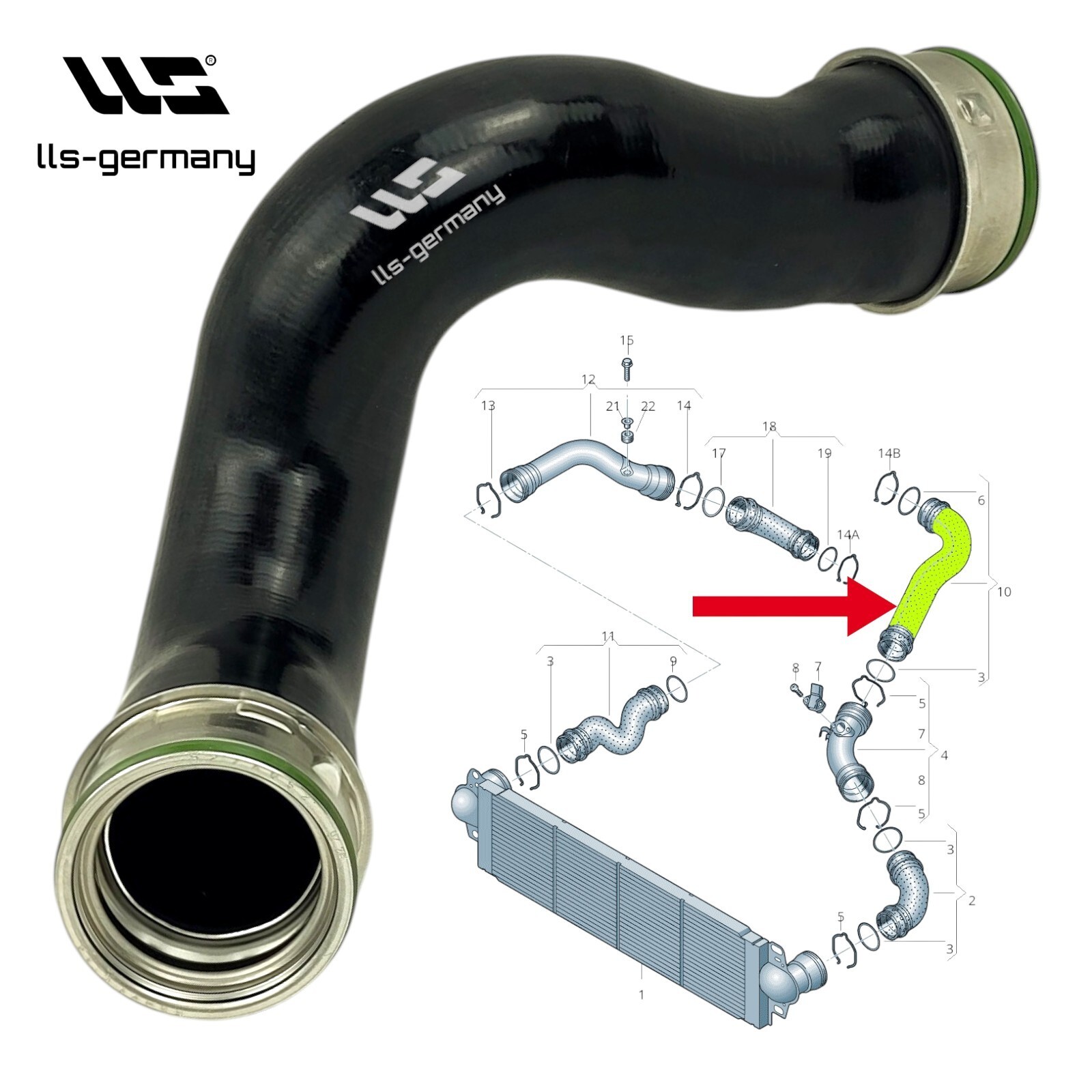 2X Turbo Hose Intercooler Hose For VW Multivan T5 V 1.9TDI 85PS 105PS Left