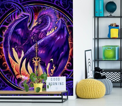 3D Lila Flügel Drache ZHUC402 Tapete Wandbild Fototapete Ruth Thompson Ann
