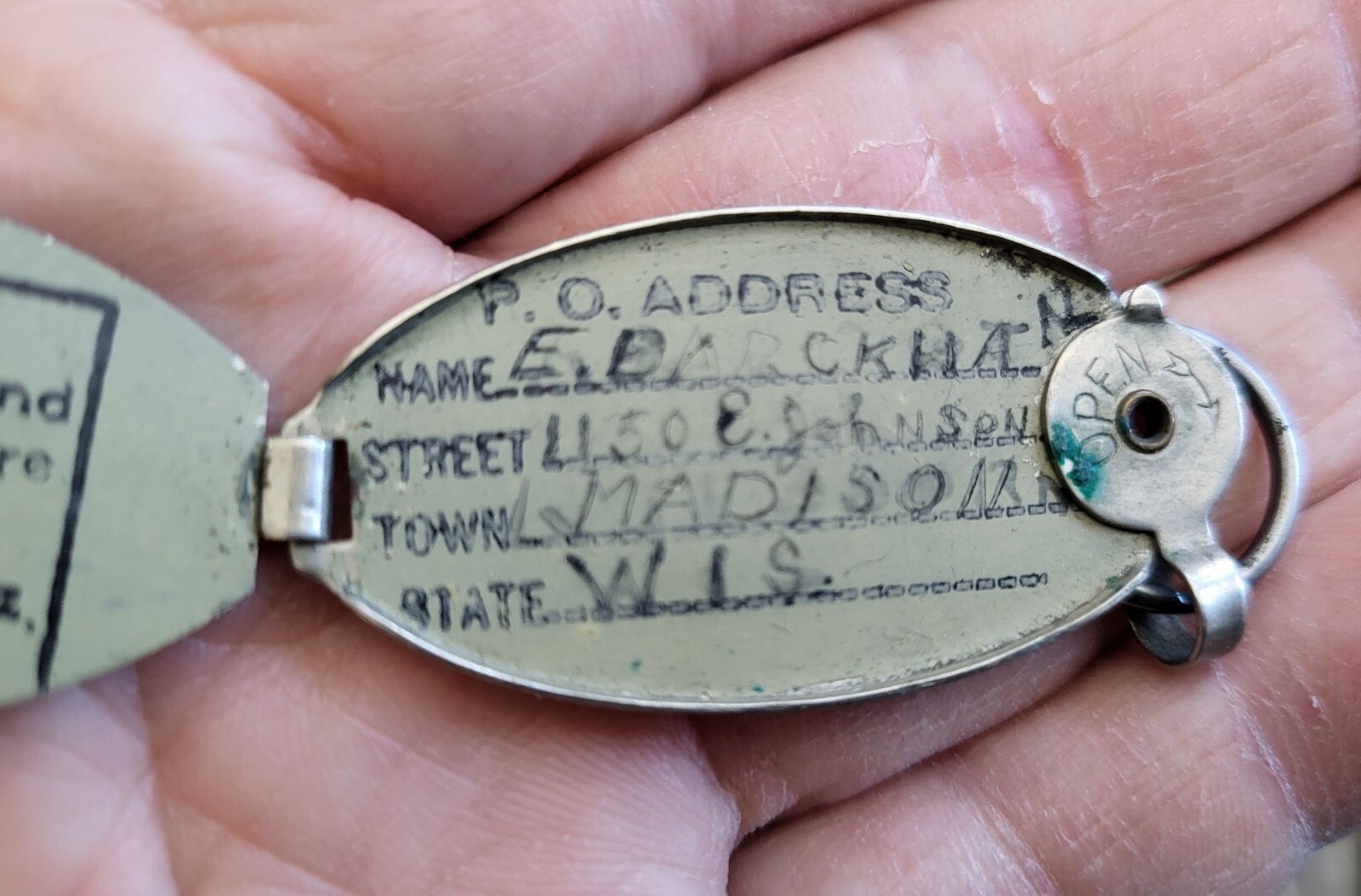 Antique Key Fob Tag Ring Glenn Curtiss Lost Key Finder Return Mailer 1901 PATENT