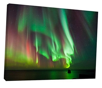 Green Northern Lights Aurora Large Abstract Canvas Wall Art 40x30
