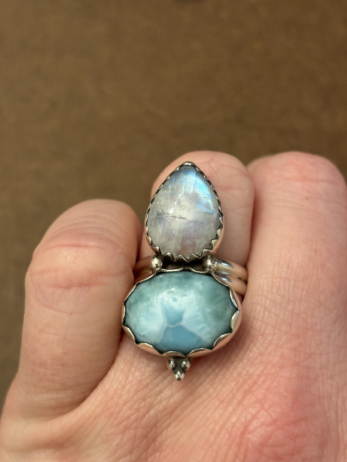 Moonstone & Larimar Ring, size 6 - image 2