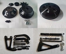 Sbc Small Block Chevy Complete Lwp Black Aluminum Pulleys Brackets Bolt Kit