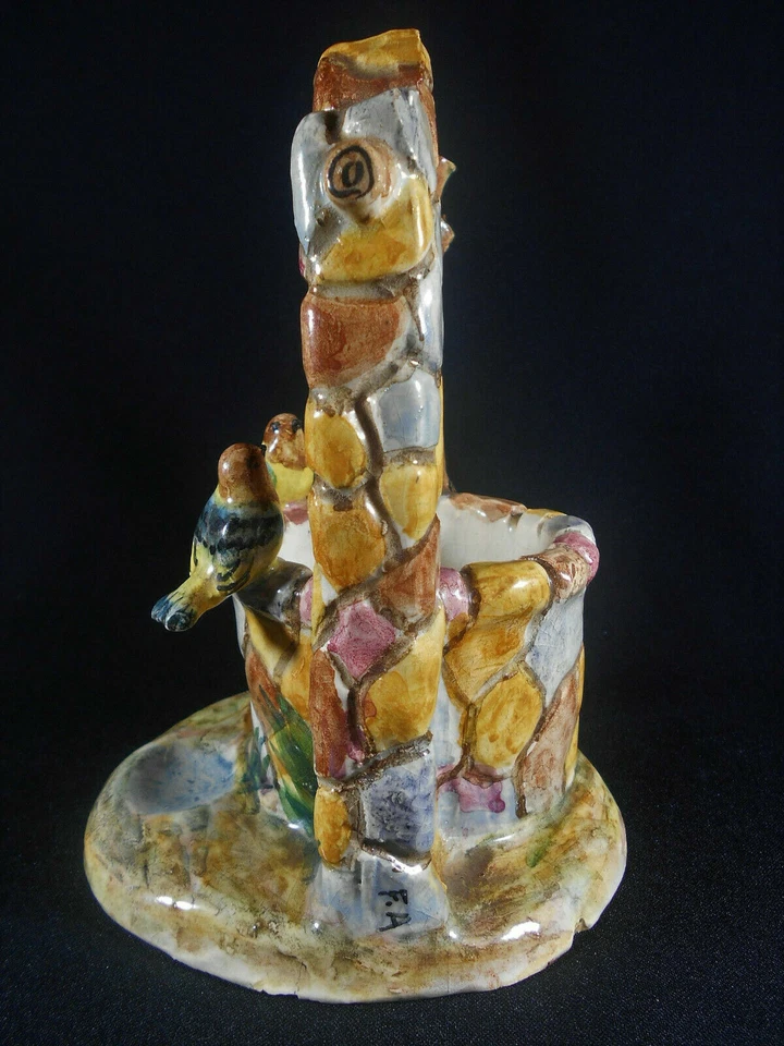 PUITS AUX OISEAUX EN FAÏENCE BARBOTINE DE VALLAURIS ALBERT FERLAY - Photo 2/4