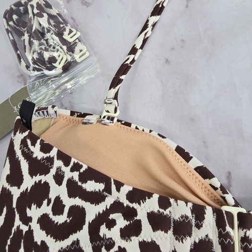 J Crew Swim Top XS Leopard Print Bikini Twist Knot Bandeau Bathing Suit Halter - Picture 5 of 9