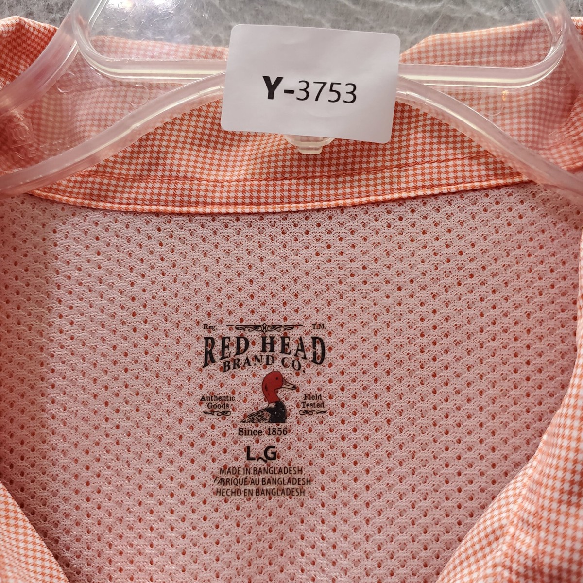 RedHead Men Activewear Top Large Orange Button Up Mesh Short