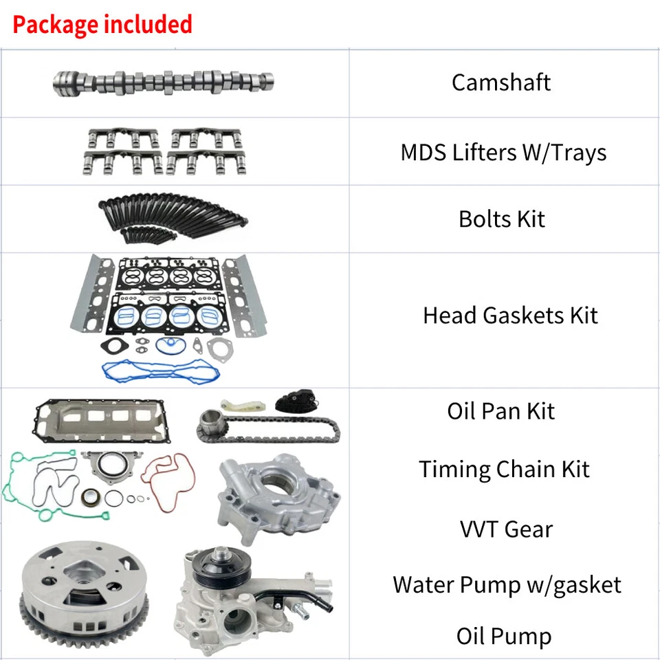 5.7L MDS LIFTERS CAMSHAFT HEAD GASKETS KIT FITS 2009-2019 DODGE RAM 1500 HEMI V8 Foto 3 de 4
