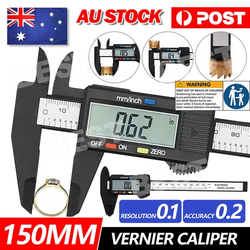Electronic Digital Vernier Caliper Micrometer Gauge Carbon Fiber150mm 6'' Inch