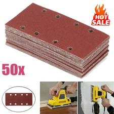50x Abrasive Sanding Sheets 185 x 93mm Grain P40-120 Square for Orbital Sanders