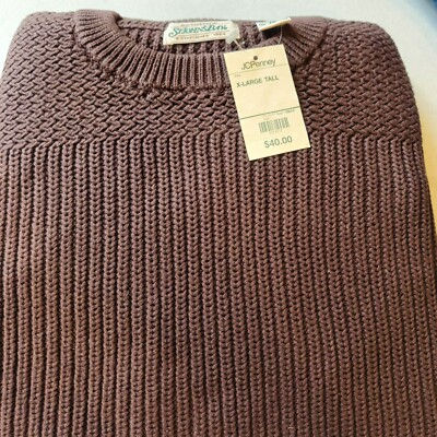 St Johns Bay Cable Knit Sweater XL Tall Crew Neck Long Sleeve