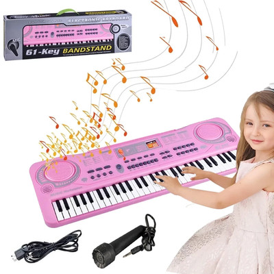 61 Key Digital Piano Keyboard for Kids Multi-Function Keyboard w/ Microphone