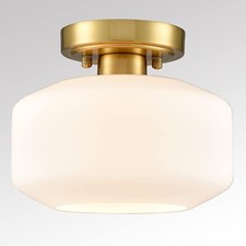 Modern Farmhouse Semi Flush Mount Ceiling Light Gold Hallway Light Fixture