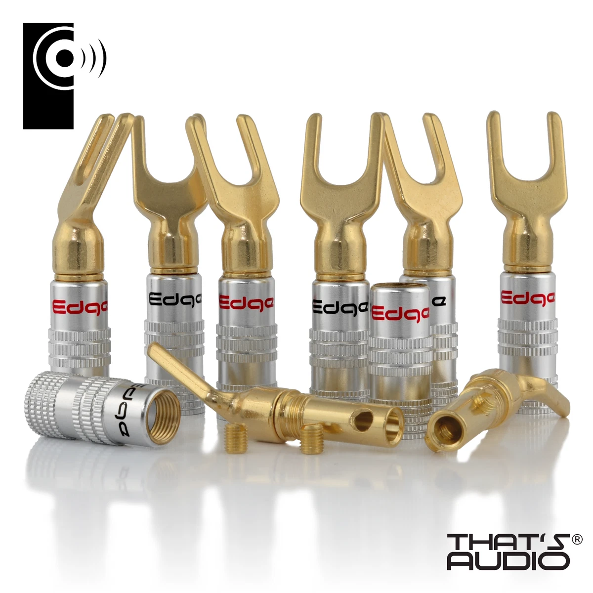 4 Connettori Audio A Forcella (spina A Y) Audicrast Placcati Oro 24k – Per Diffusori