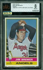1976 TOPPS LOA # 459 JIM BREWER PROOF BGS 8 MAC SOLO FINEST GRADE *