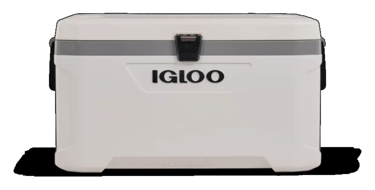 Igloo 70Qt Latitude Marine Ultra White and Moonscape Easy Carry Cooling  Features