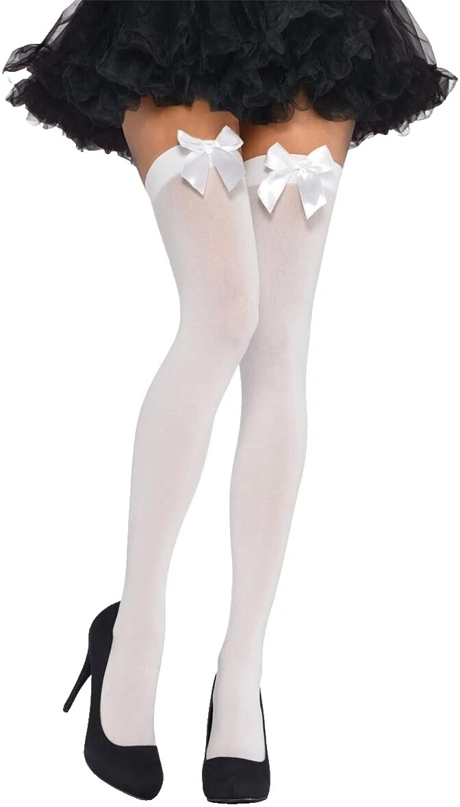 Satin White Stockings & Thigh-Highs for Women