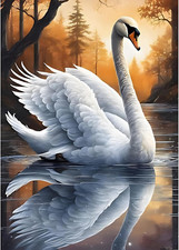 DIY Swan Diamond Painting Kits for Adults,5D Twilight Diamond Art Kits for Begin