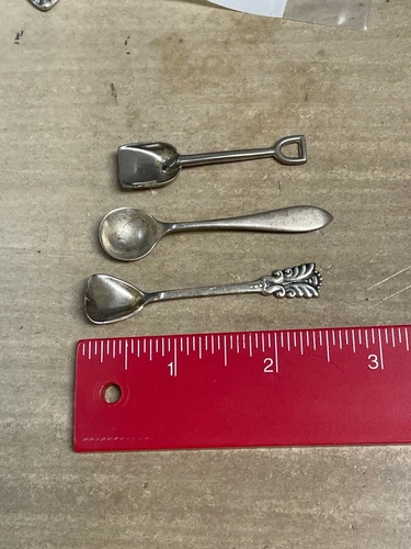 3 VINTAGE SILVER SALT SPOON R Wallace & Sons , Norway, unmarked