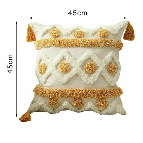 Tufted Boho Throw Cushion Cover Pillow Cover Pillowcase Tassel Pillow Covers - Picture 4 of 17