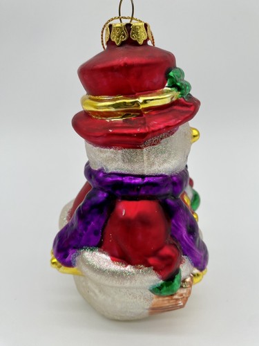 Vintage THOMAS PACCONI Blown Mercury Glass Christmas Tree Ornament SNOWMAN - Picture 2 of 8