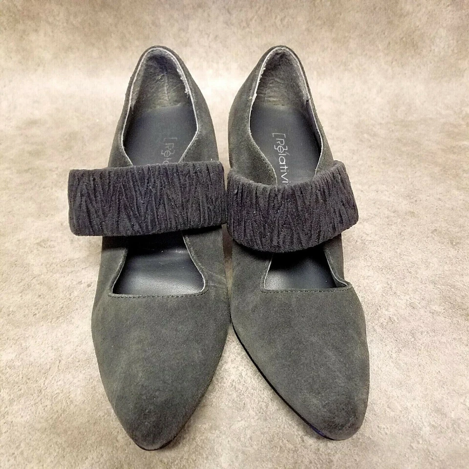 Relativity Feminino Brinkley Tamanho 8.5 Preto Biqueira Apontada Mary Jane Salto 3" - Imagem 2 de 4