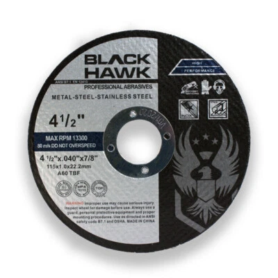 BLACK HAWK 100 Pack 4-1/2"x.040"x7/8" Cut-off Wheel - Metal & Stainless Steel Cutting Discs