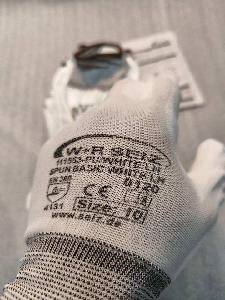 10 Paar Weiße Arbeitshandschuhe Mechaniker Montagehandschuh PU-Schicht Gr.10/XXL - Bild 4 von 4