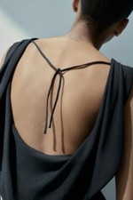 NWT ZARA FLUID NECKLINE LONG KNIT DRESS BLACK - REF. 4938/014 M