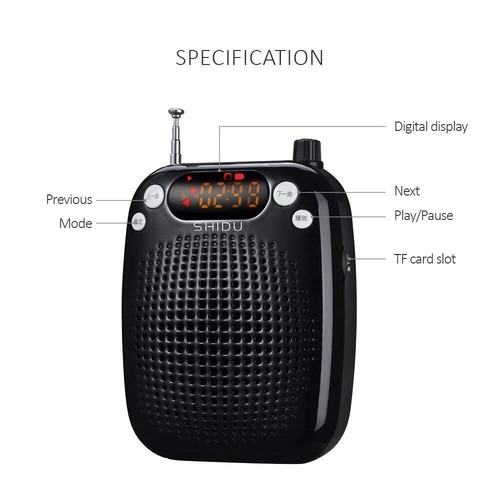 Amplificateur de Voix Portable 10W Rechargeable amplificateur Voix Haut-Parle... - Zdjęcie 3 z 7