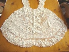 Antique Hand Made Ecru Lace Dress SHAWL, Shoulder Scarf w/Lappets  Dangles