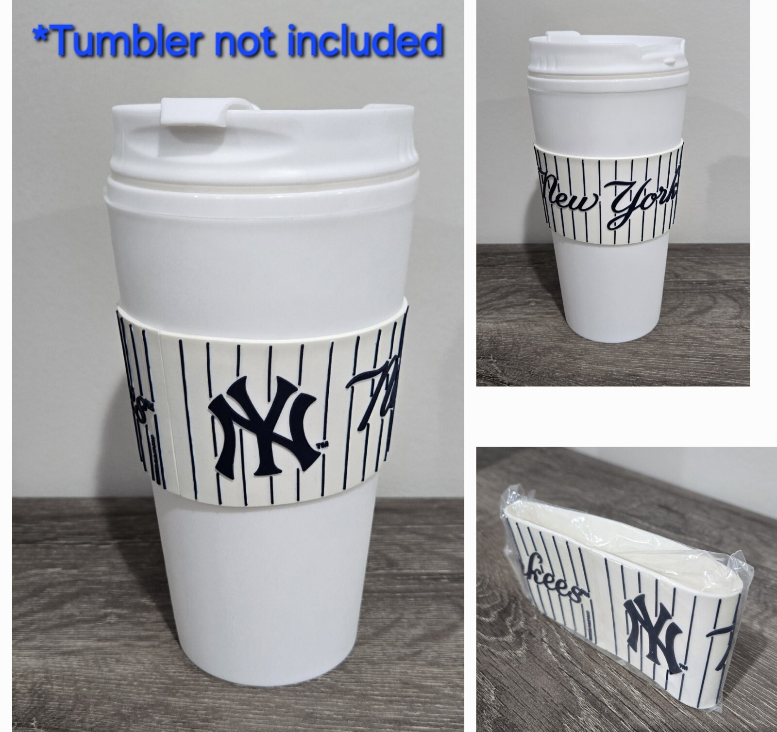 NY Yankee Tumbler Mug Sleeve.  Silicone Protective Anti-slip Mug Cup Sleeve Only