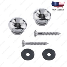 Set of 2 Chrome Guitar Strap Locks End Pins Button Pegs for Guitar Bass Ukulele