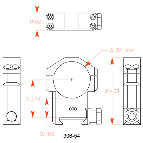 Badger Ordnance 34mm 1.375 inch Alloy Extra High Scope Ring Set