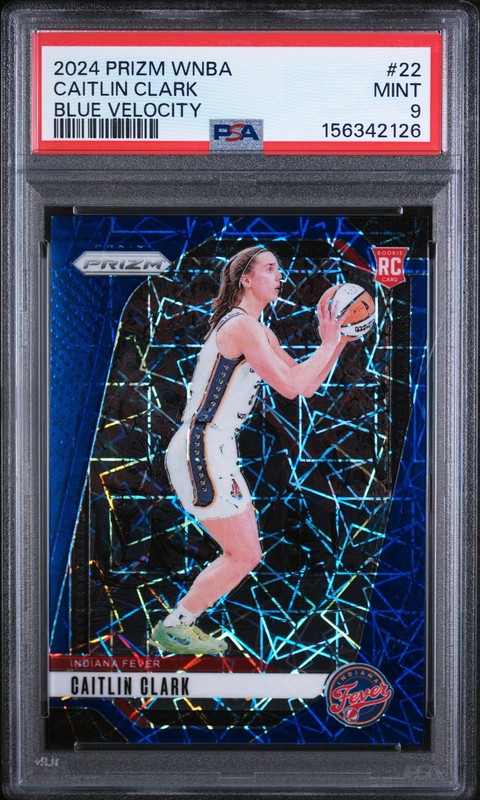 2024 PANINI PRIZM WNBA BLUE VELOCITY #22 CAITLIN CLARK ROOKIE RC PSA 9