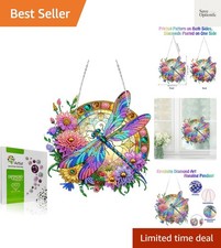 Diamond Painting Hanging Pendant Kit for Adults, Flower  Dragonfly Diamond A...