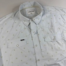 Poncho Western Pearl Snap Mens XL Light Blue Short Sleeve Floral Print Vented